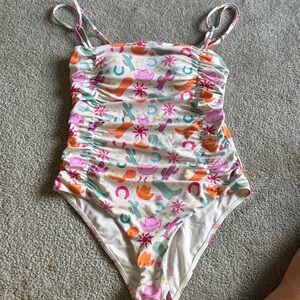 Pink Lily Multicolor Western Print One Piece Swimsuit